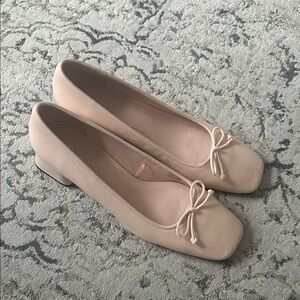Zara Blush Pink Square-Toe Flats Leather Limited Edition